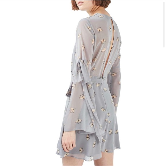 Topshop Light Blue Butterfly Dress w/ Bell Sleeves - Picture 10 of 10